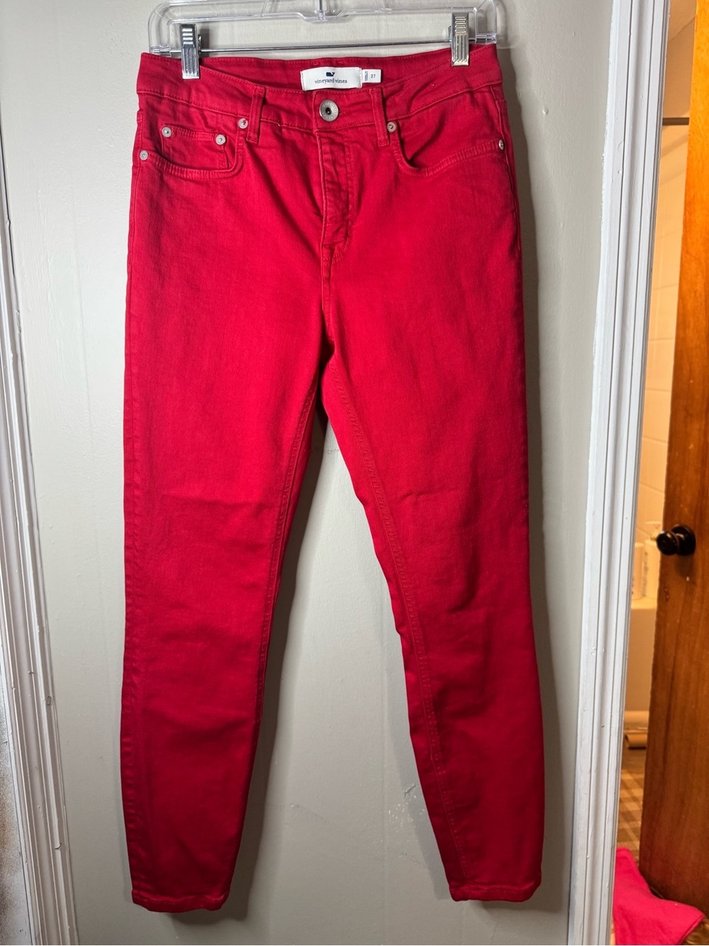 Vineyard Vines Women's High Rise Skinny Red Denim Jeans Size 27
